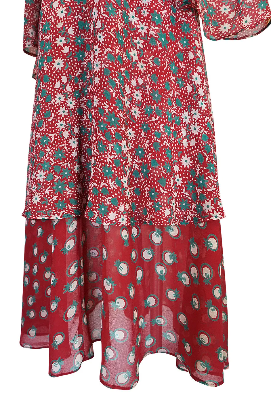 c.1969 Ossie Clark Dress w Iconic Celia Birtwell 'Pineapple' Print