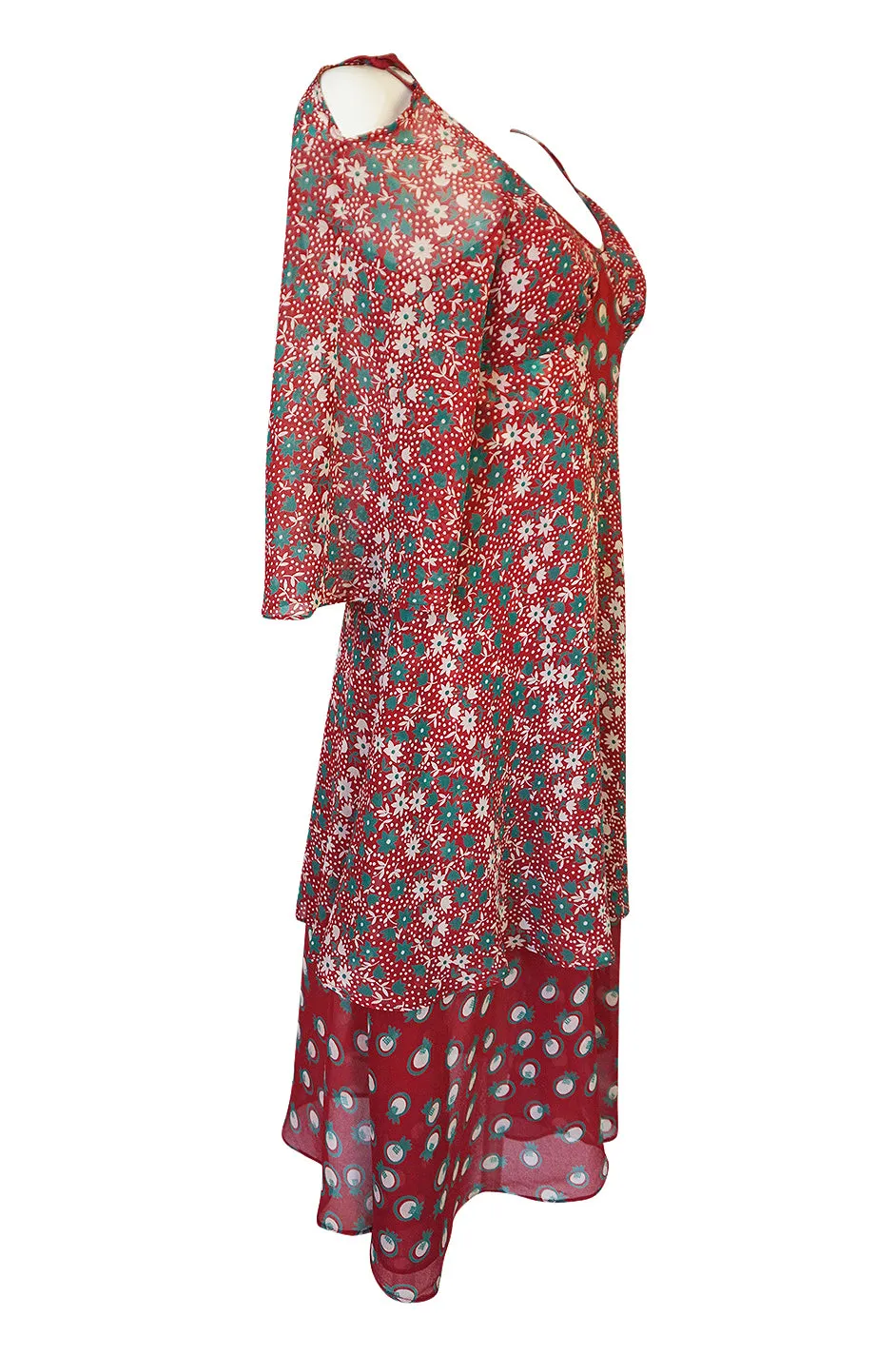 c.1969 Ossie Clark Dress w Iconic Celia Birtwell 'Pineapple' Print