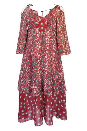 c.1969 Ossie Clark Dress w Iconic Celia Birtwell 'Pineapple' Print