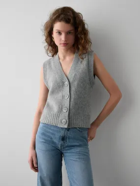 Cashmere Button Vest - Heather Grey