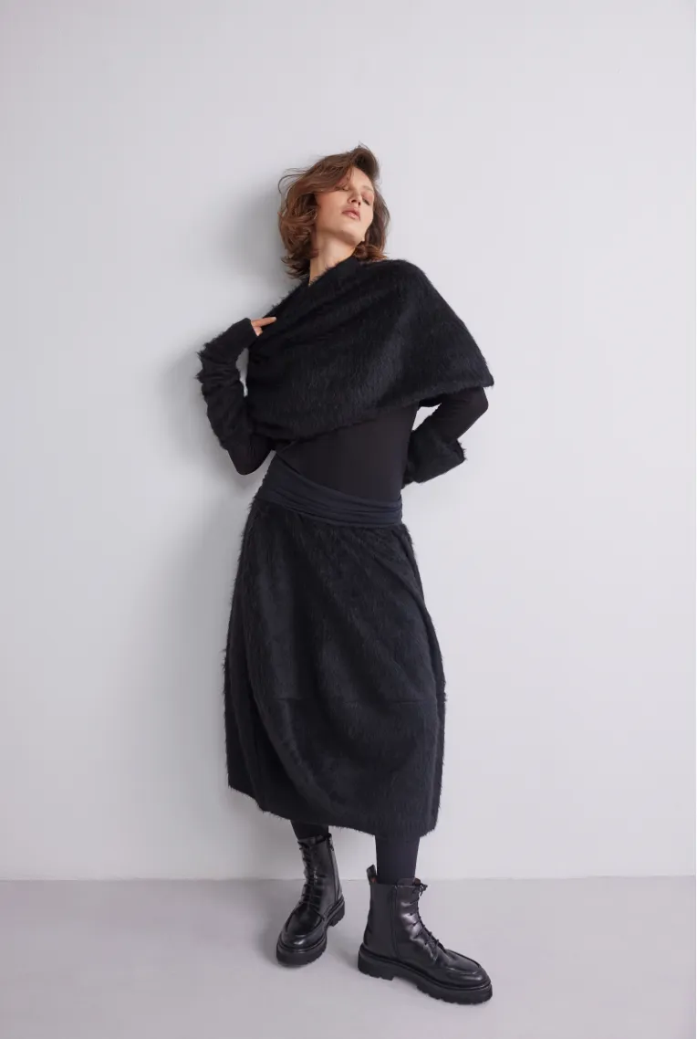 Charcoal Balloon Skirt in Soft Jersey