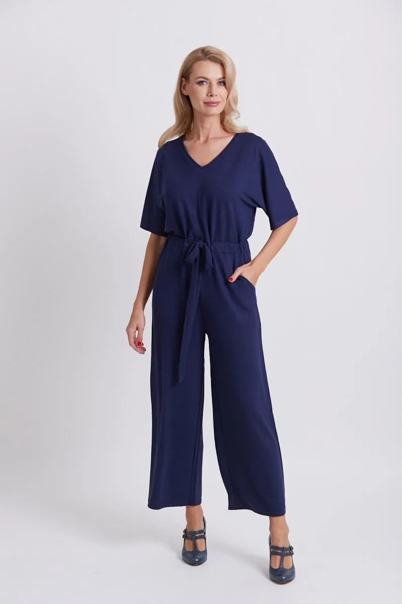 Charlotte Navy Blue Wide Leg Jumpsuit