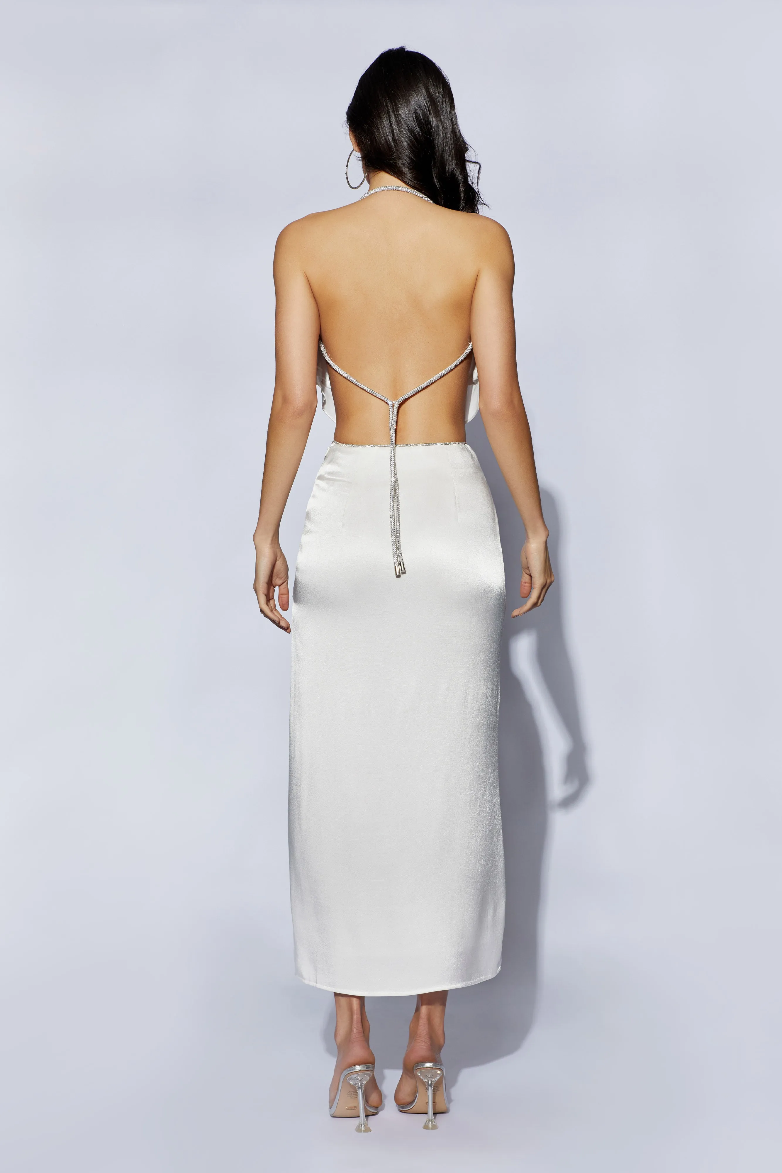 Christie Diamante Rope Maxi Skirt - White