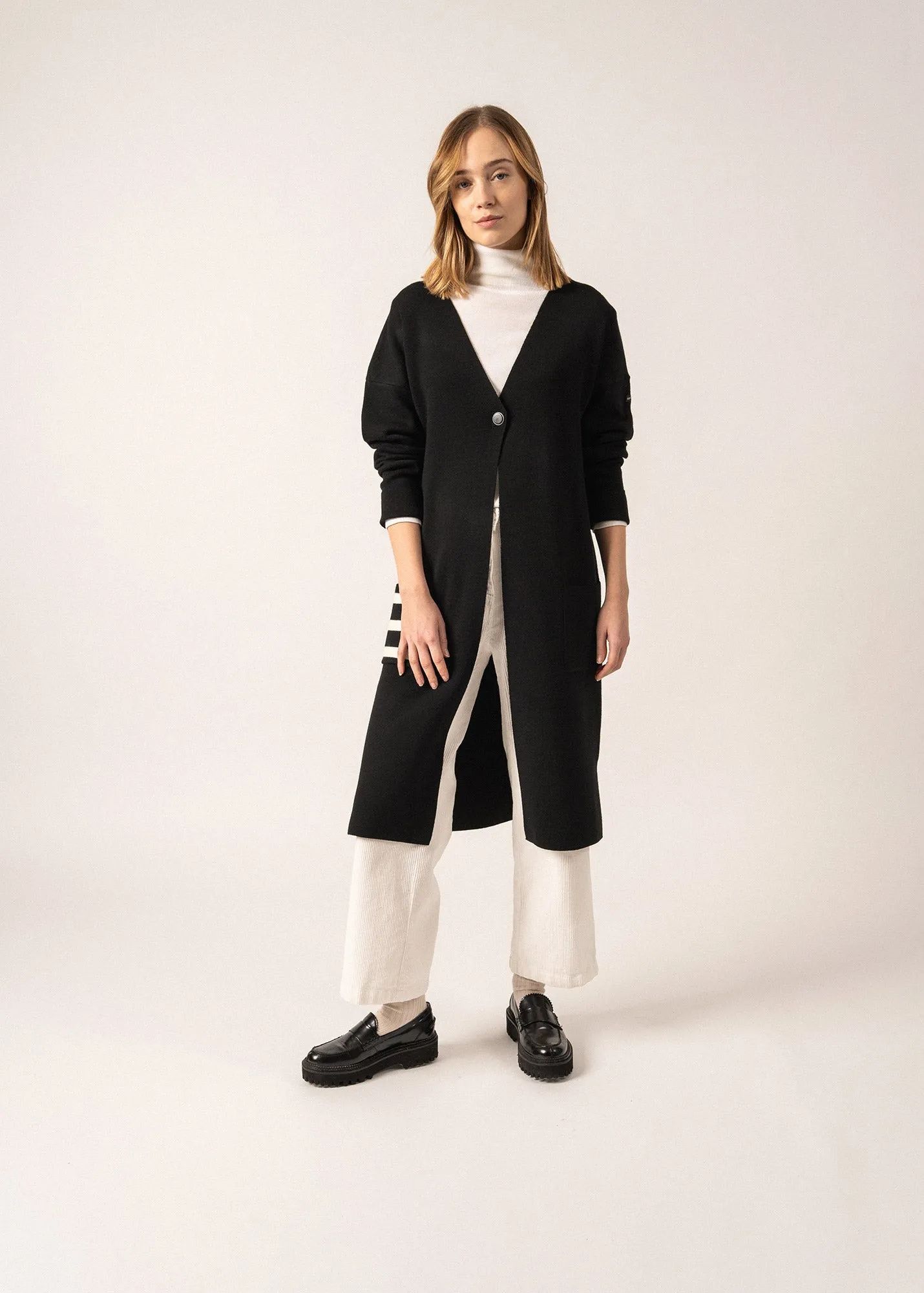 Cirrus Long Wool Gilet - SAINT JAMES x Isabelle Ballu (NOIR/ECUME)