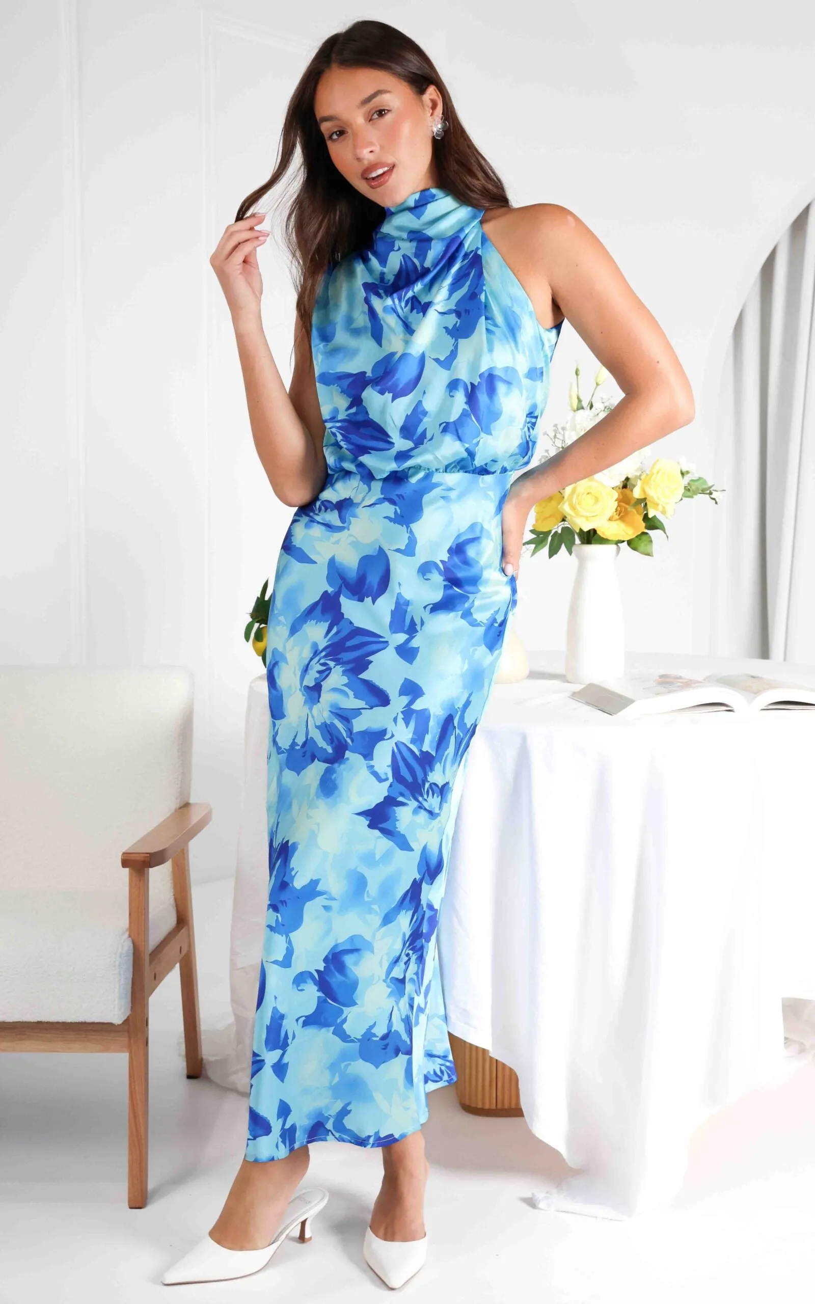 Cobero Maxi Dress - Blue Floral