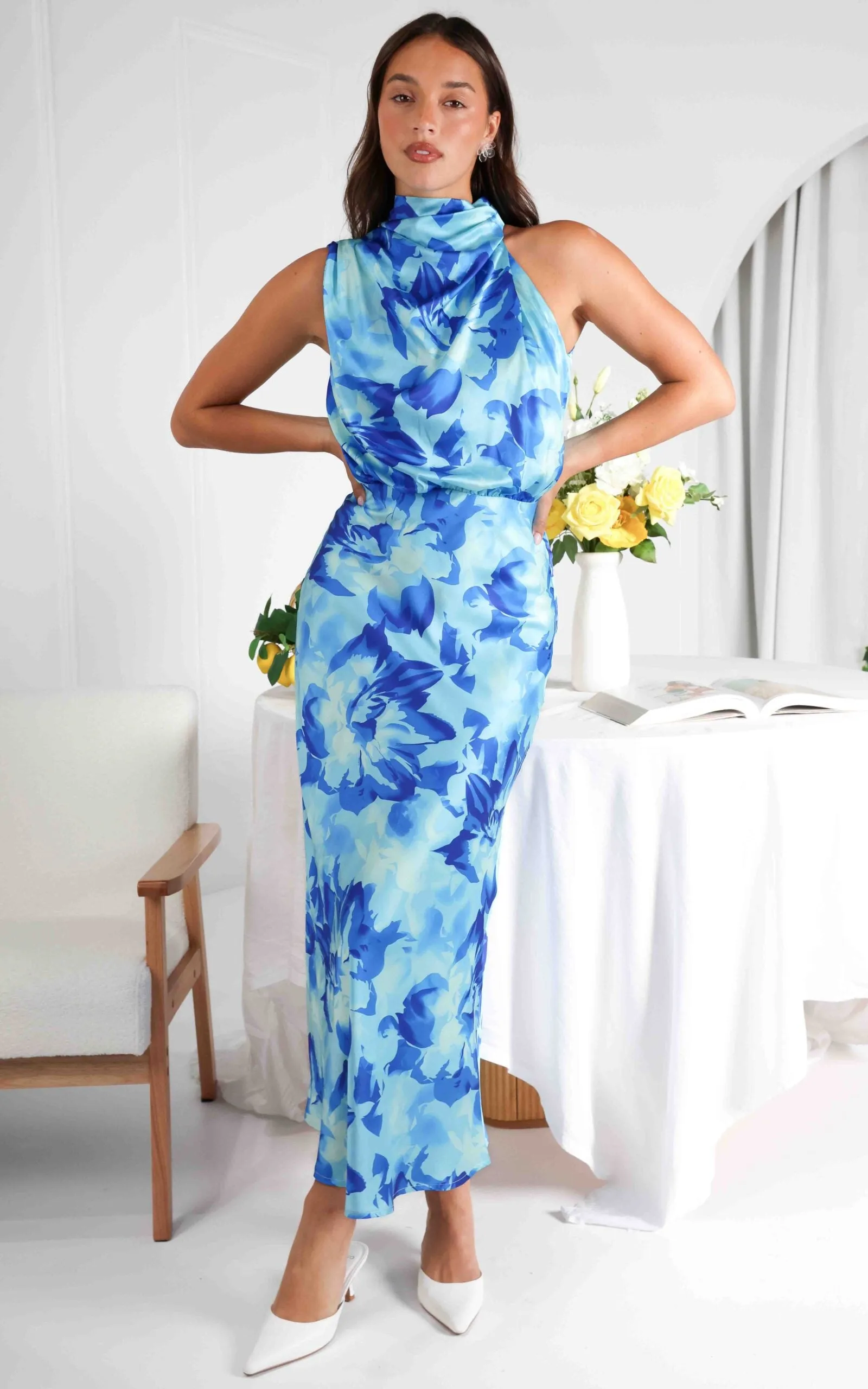 Cobero Maxi Dress - Blue Floral