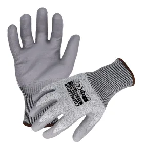 Commander(N10590) Cut Resistant Work Gloves, 13-Gauge Gray Seamless ANSI A3 Cut Resistant Gloves w/ Gray Polyurethane Palm/Finger Coating, Small, Case of 12 Pairs