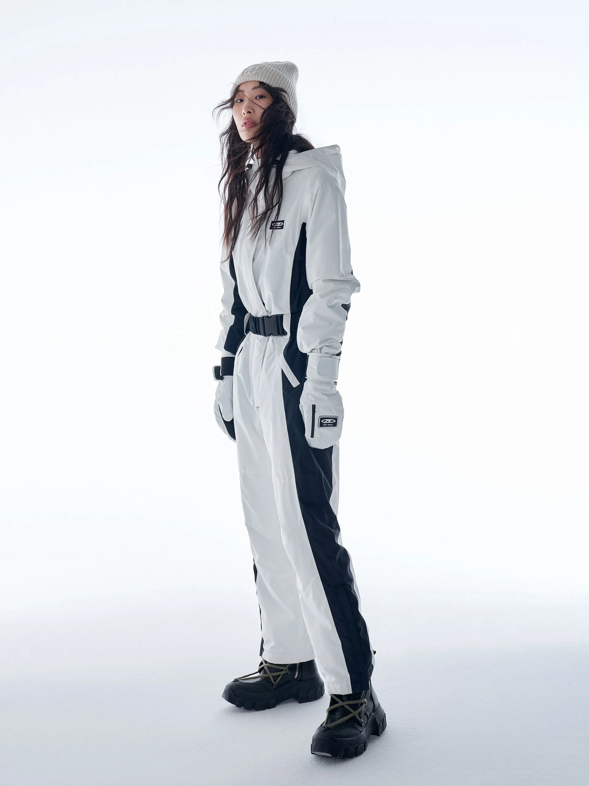 Contrast Hooded Ski Suit