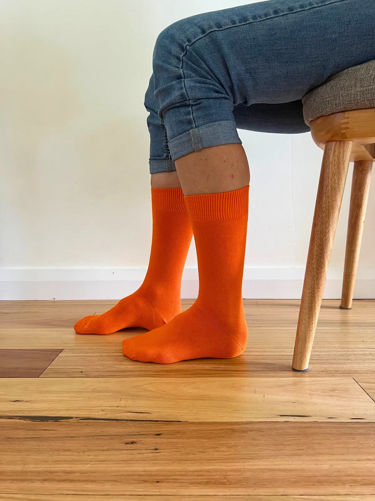 Cotton Crew Socks in Orange - Aussie Made