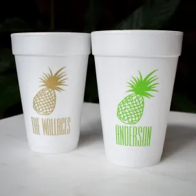 Custom Tropical Pineapple Foam Cups