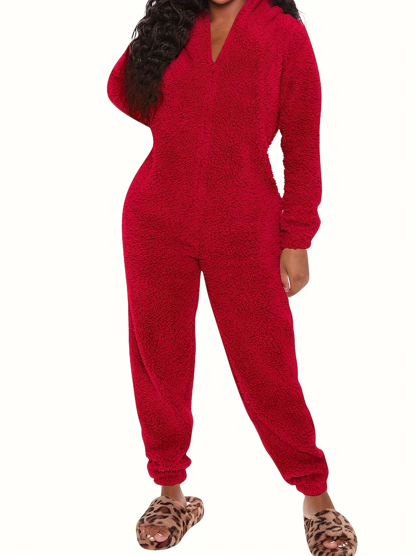 Cute  Cozy Fuzzy Hooded Pajama Jumpsuit for Carnaval