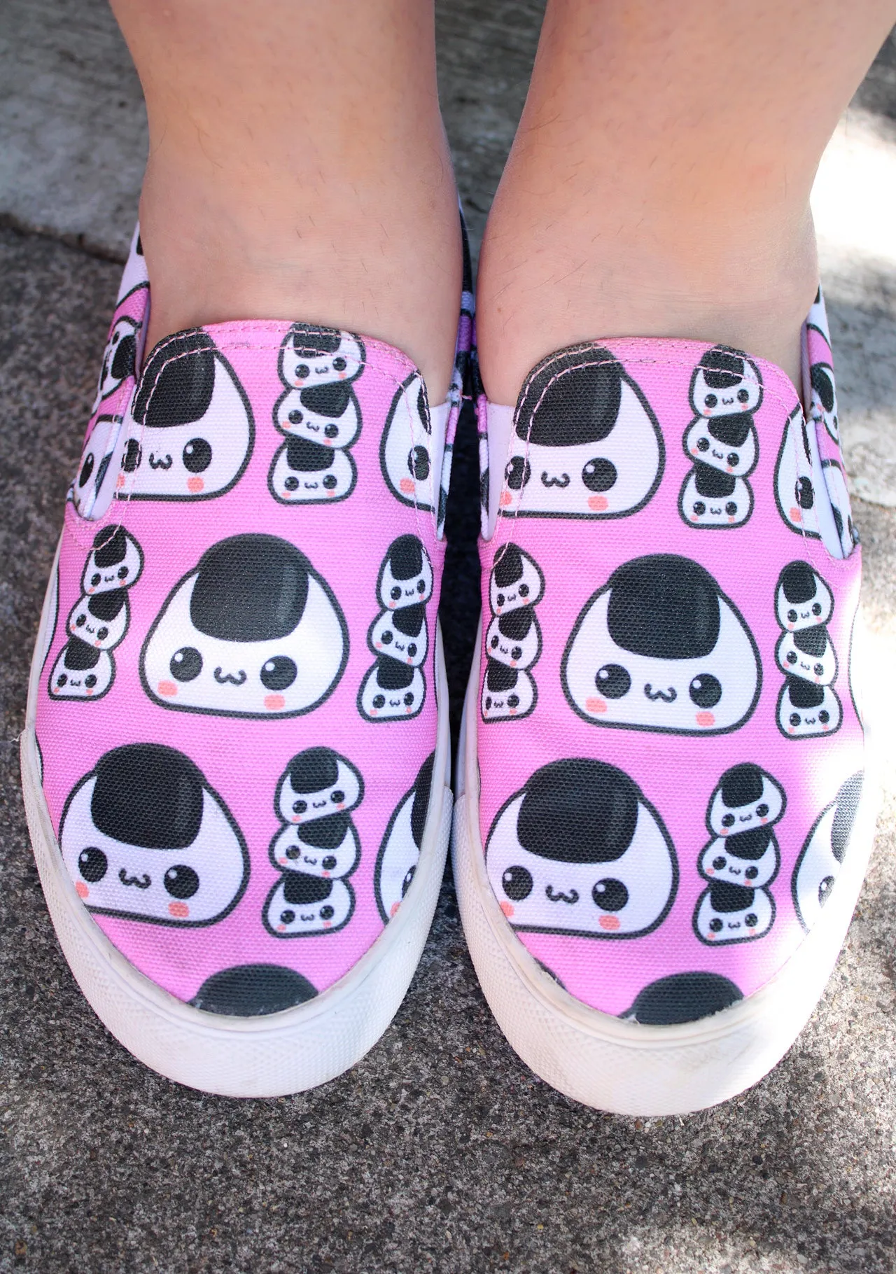 Cute Rice Ball Pink Women's Slip On Shoes