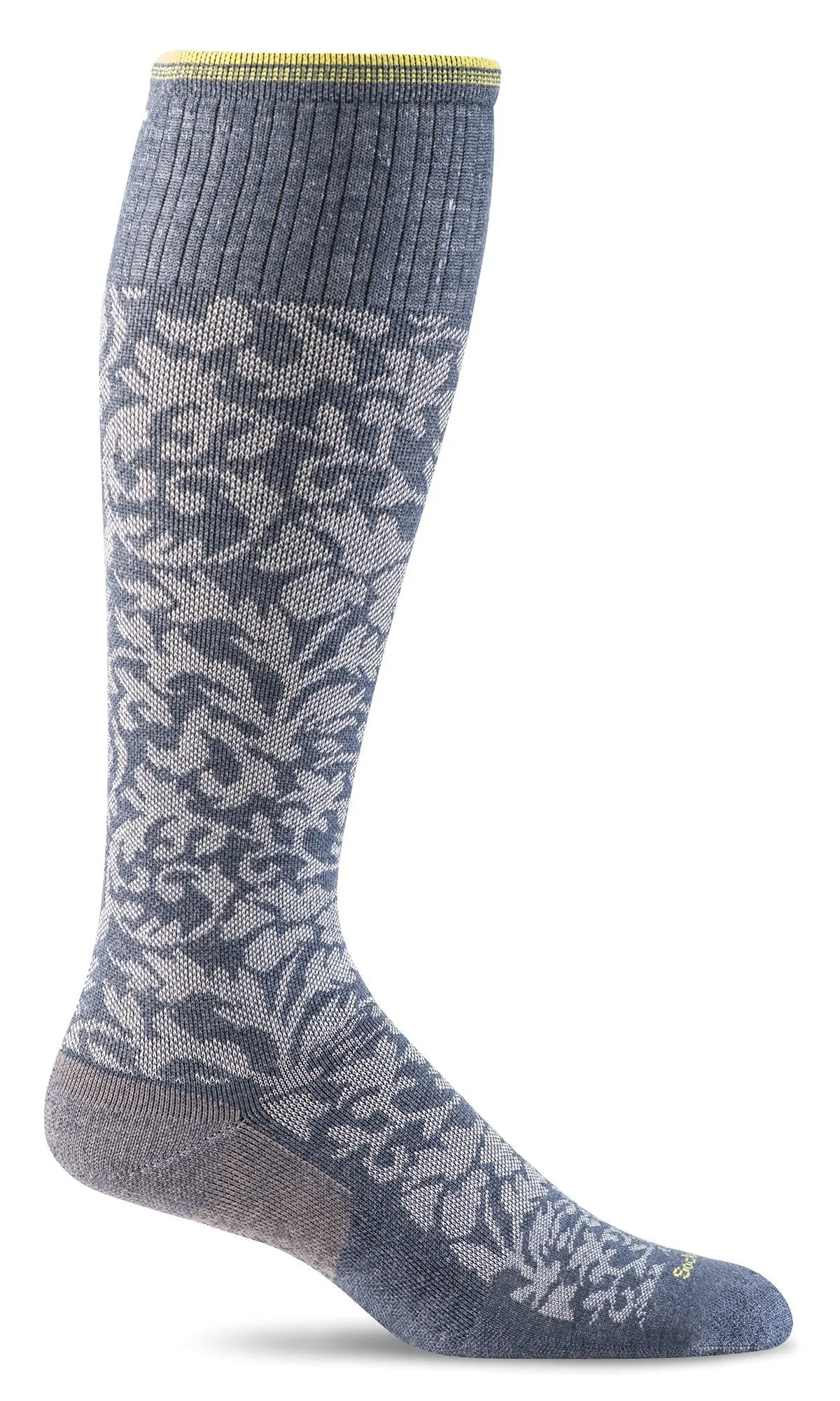 Damask Women's Bamboo/Merino Moderate Graduated Compression Socks in Denim