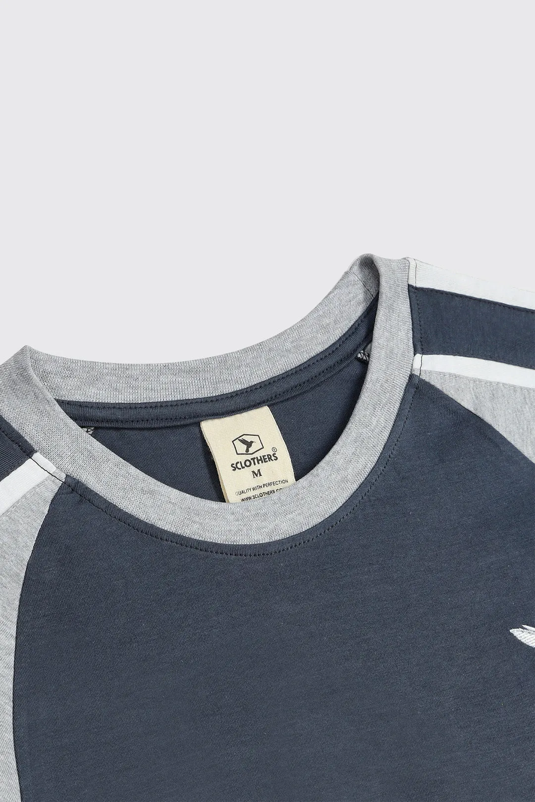 Dark Grey & Heather Grey Paneled Raglan T-Shirt (Plus Size) - A23 - MT0282P