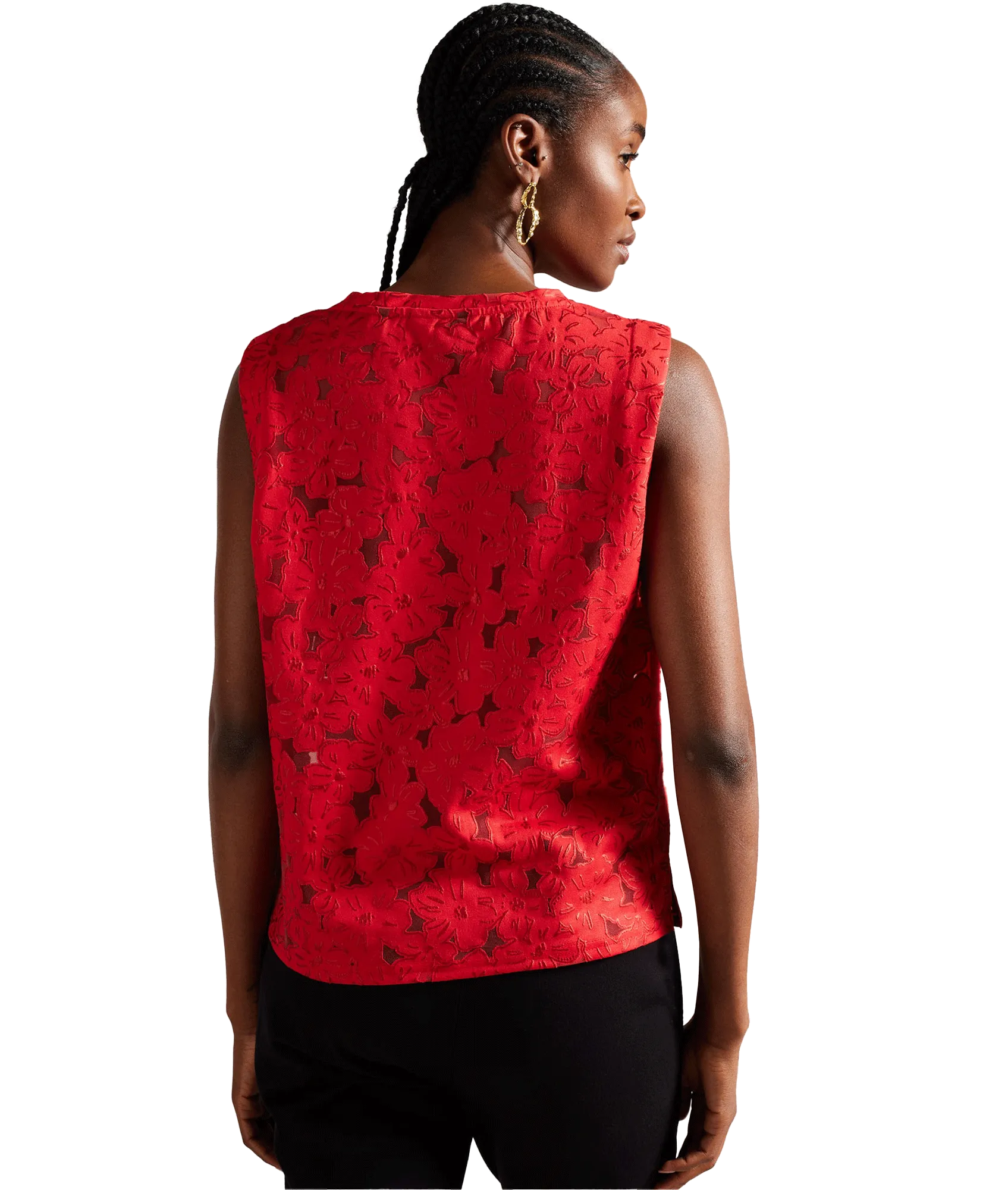 Devoré Floral Boxy Fit Top - Red