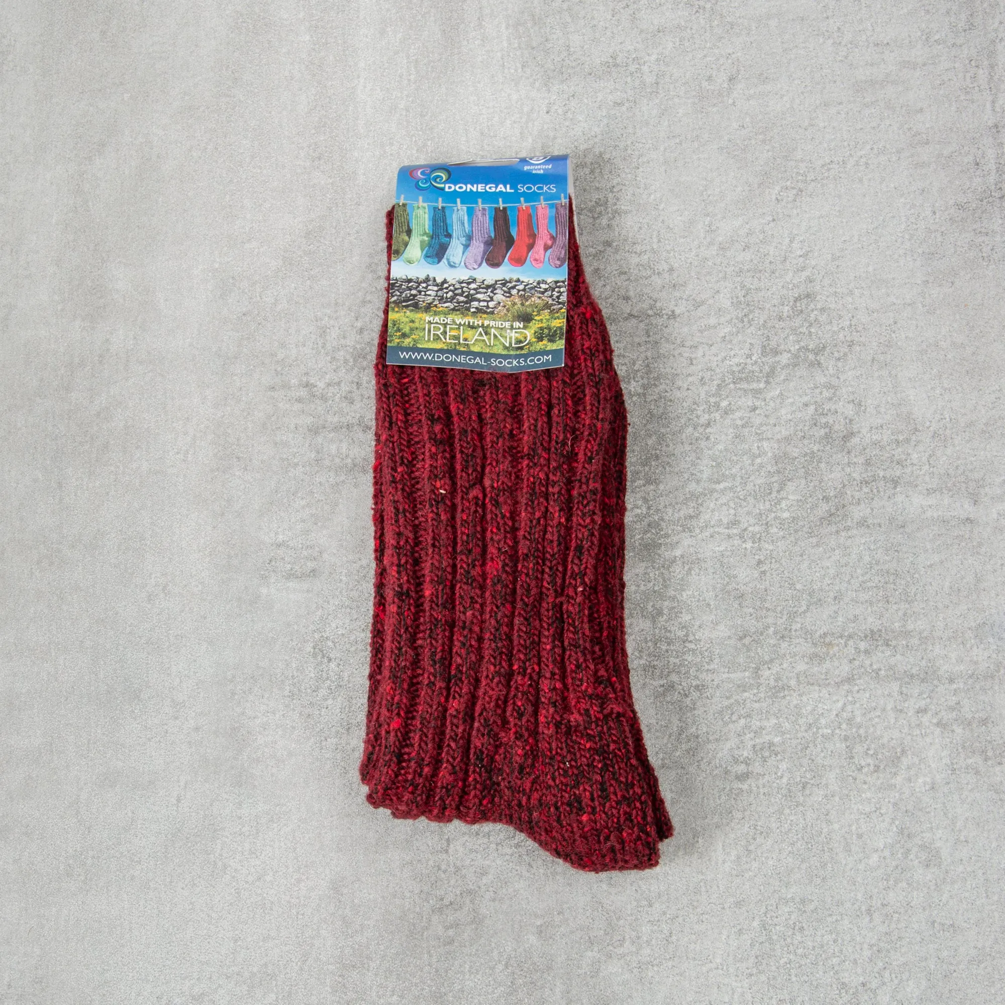 Donegal Socks in traditional Wool - Burgundy