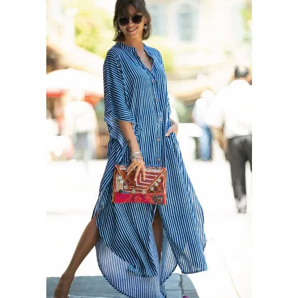 Draping Maxi Shirt Dress