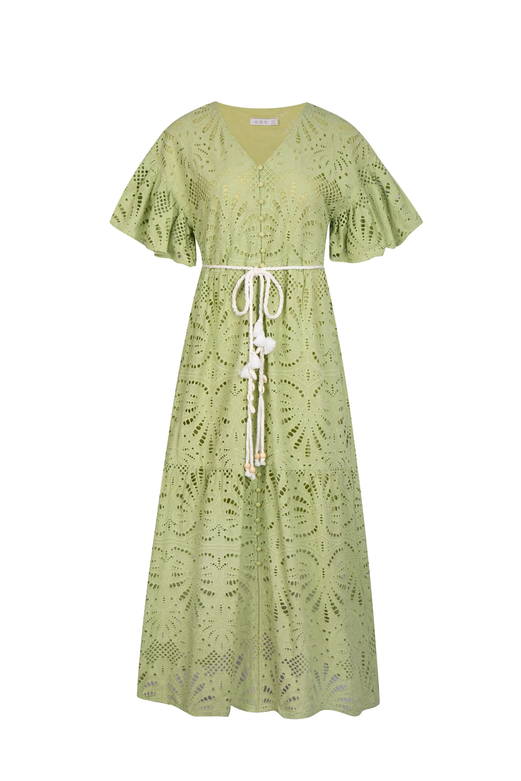 Emaline Embroidered Midi Dress - Green/Lime - GDS