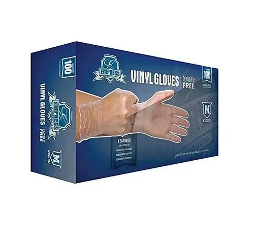 Empress EVPFM4002 Vinyl Powder-Free, Multi Purpose Gloves, Medium (100 per Box)