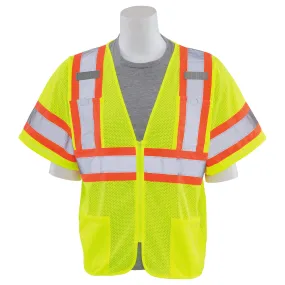 ERB S683P Type R Class 3 Mesh Two-Tone Safety Vest with Zipper - Yellow/Lime- Discontinued