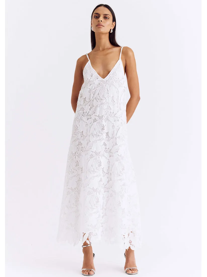 Eve A-line lace Maxi Dress White