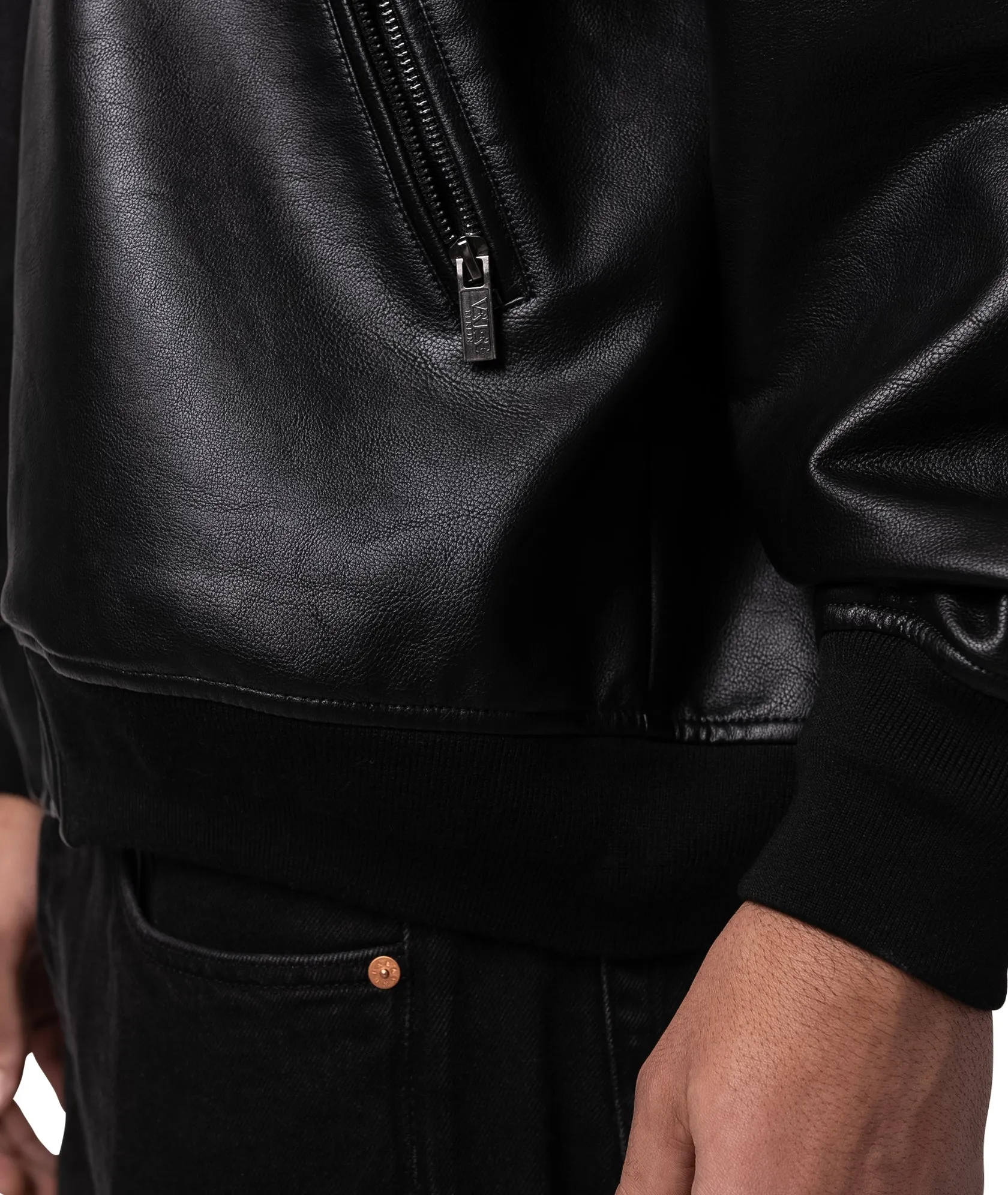 FAUX LEATHER BOMBER JACKET