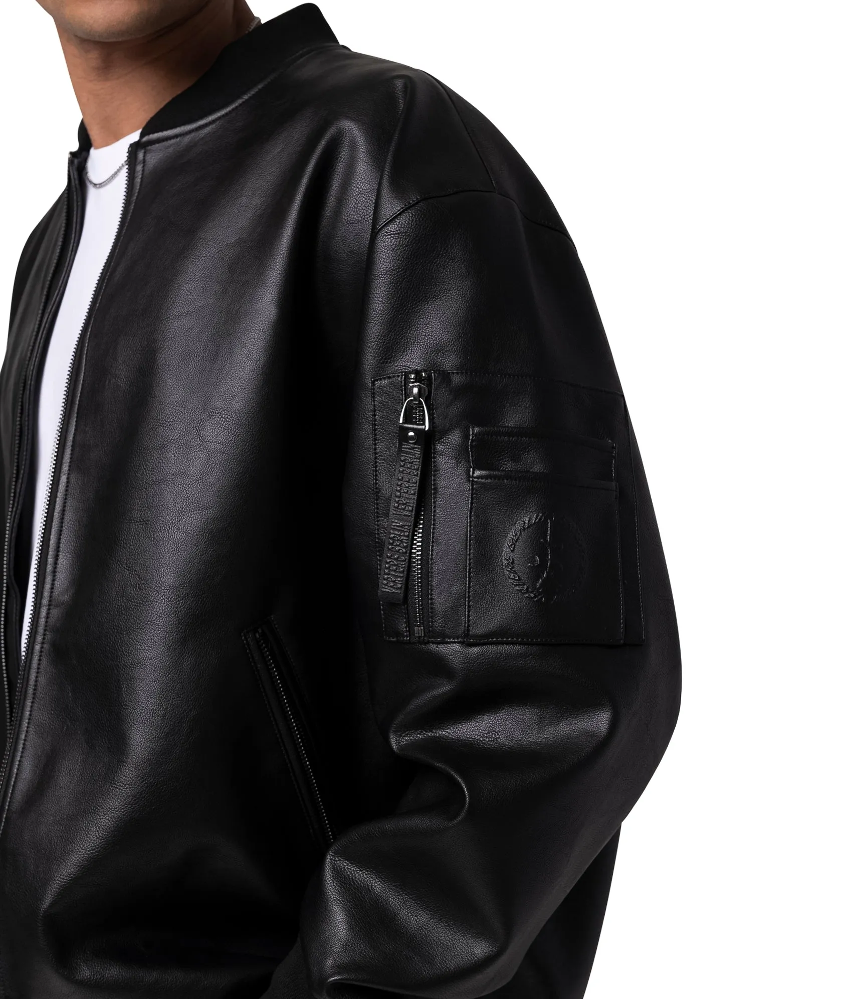 FAUX LEATHER BOMBER JACKET