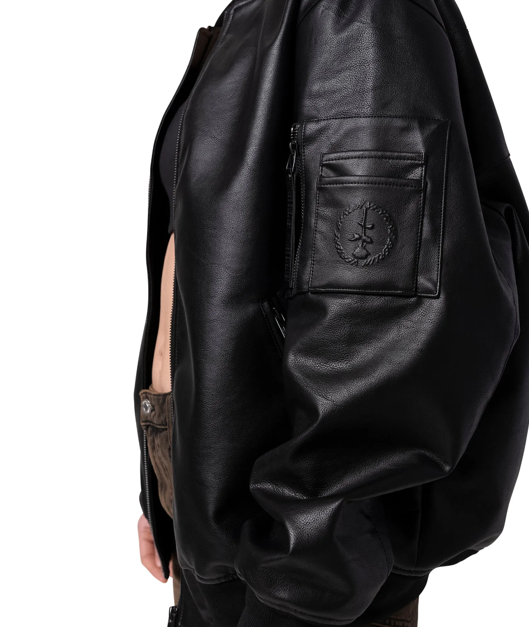 FAUX LEATHER BOMBER JACKET