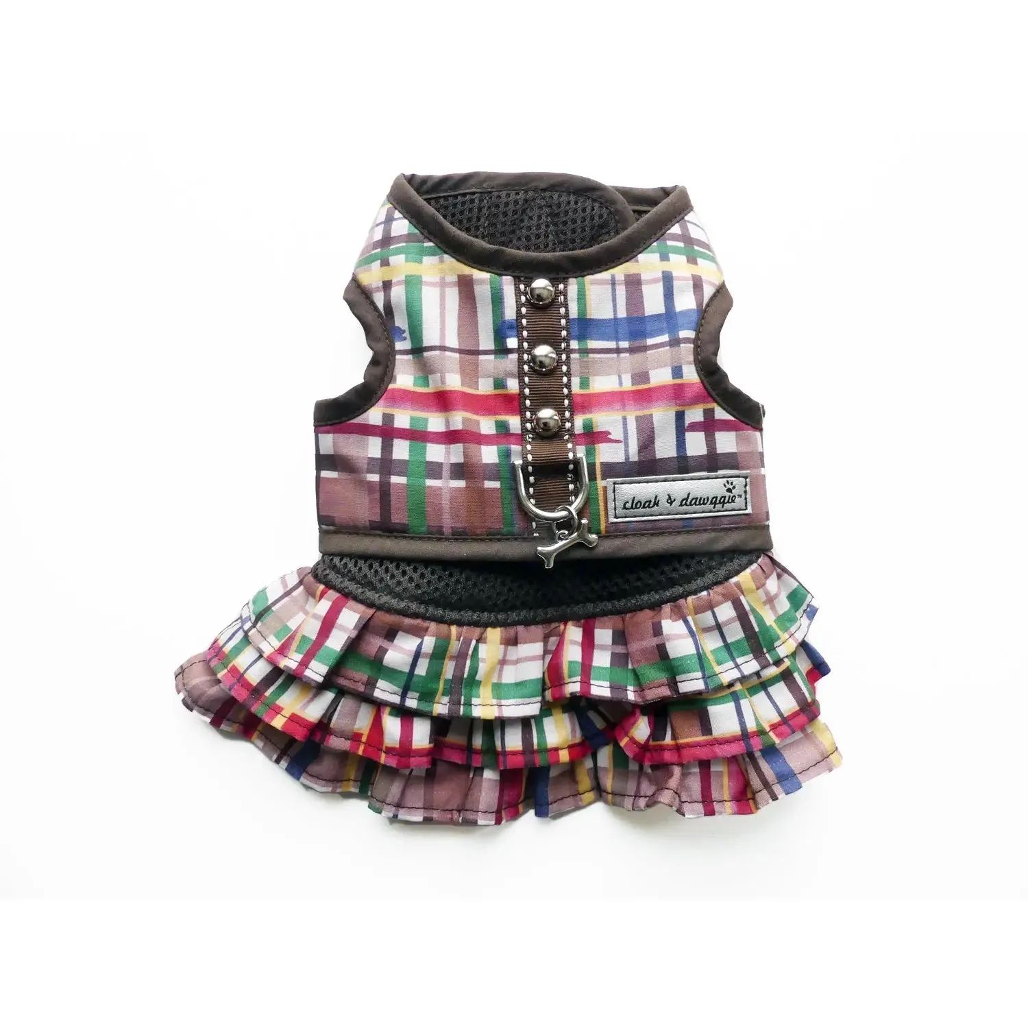 Flirty Plaid Dog Skirt for Teacup Forest Plaid Vest Harness