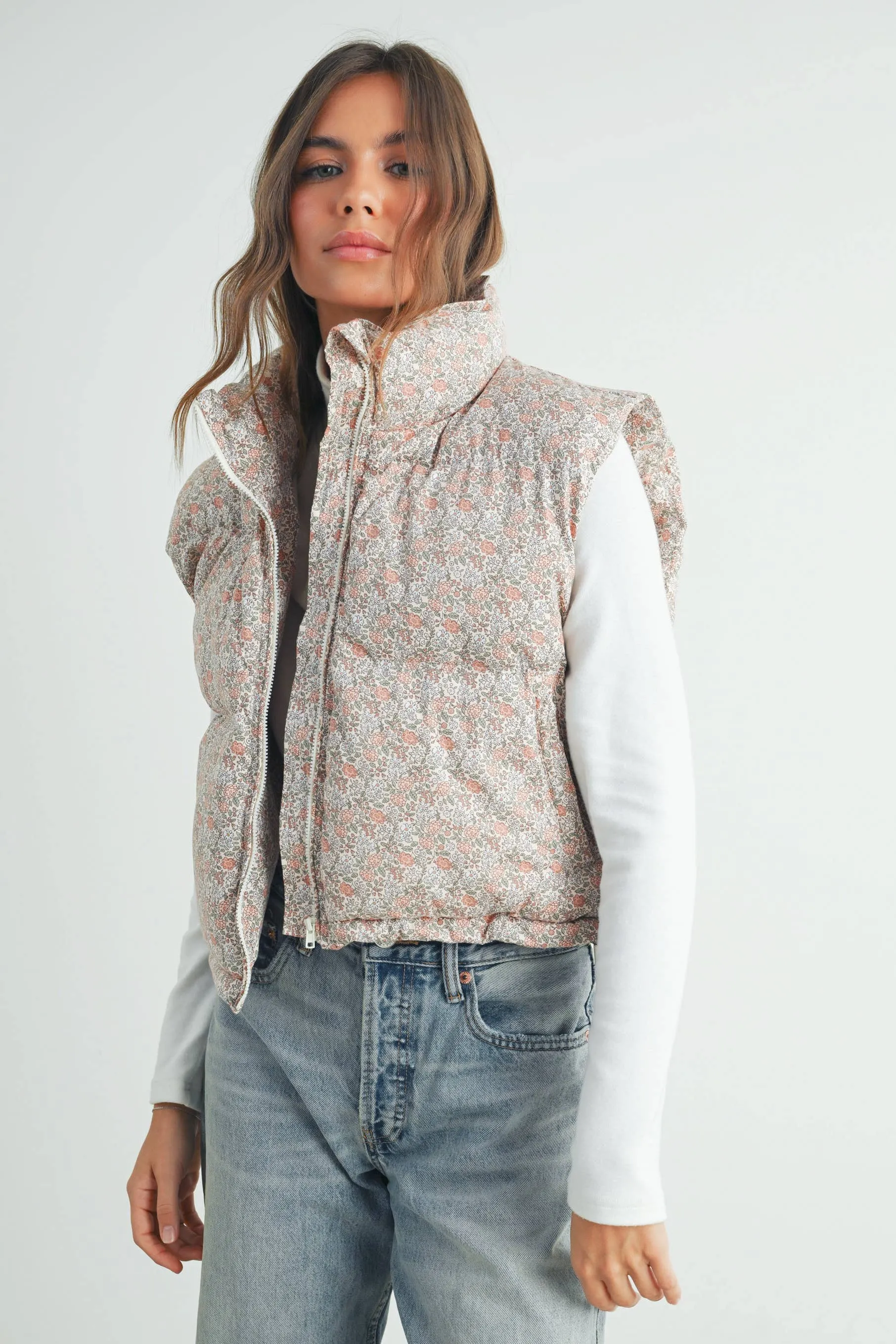 FLORAL THICK PUFFER VEST