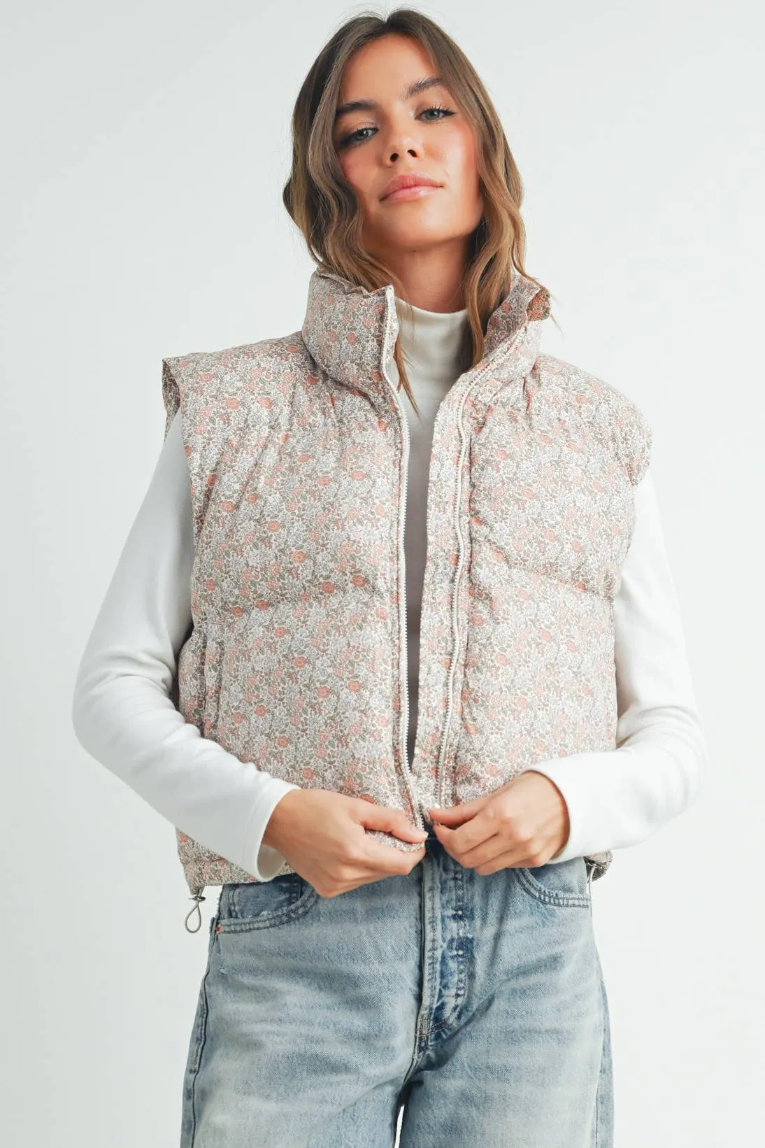 FLORAL THICK PUFFER VEST