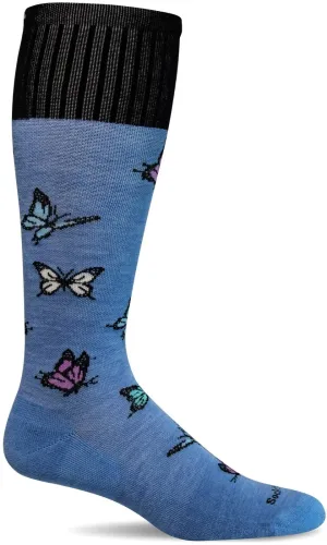 Flutter Women's Bamboo/Merino Firm Graduated Compression Sock in Cornflower