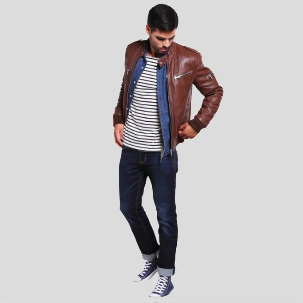 Fonz Brown Bomber Leather Jacket