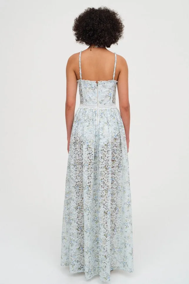 For Love & Lemons Ceceila Lace Maxi Dress - Blue