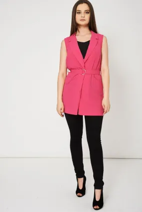 Fuchsia Pink Belted Vest Available In Plus Sizes