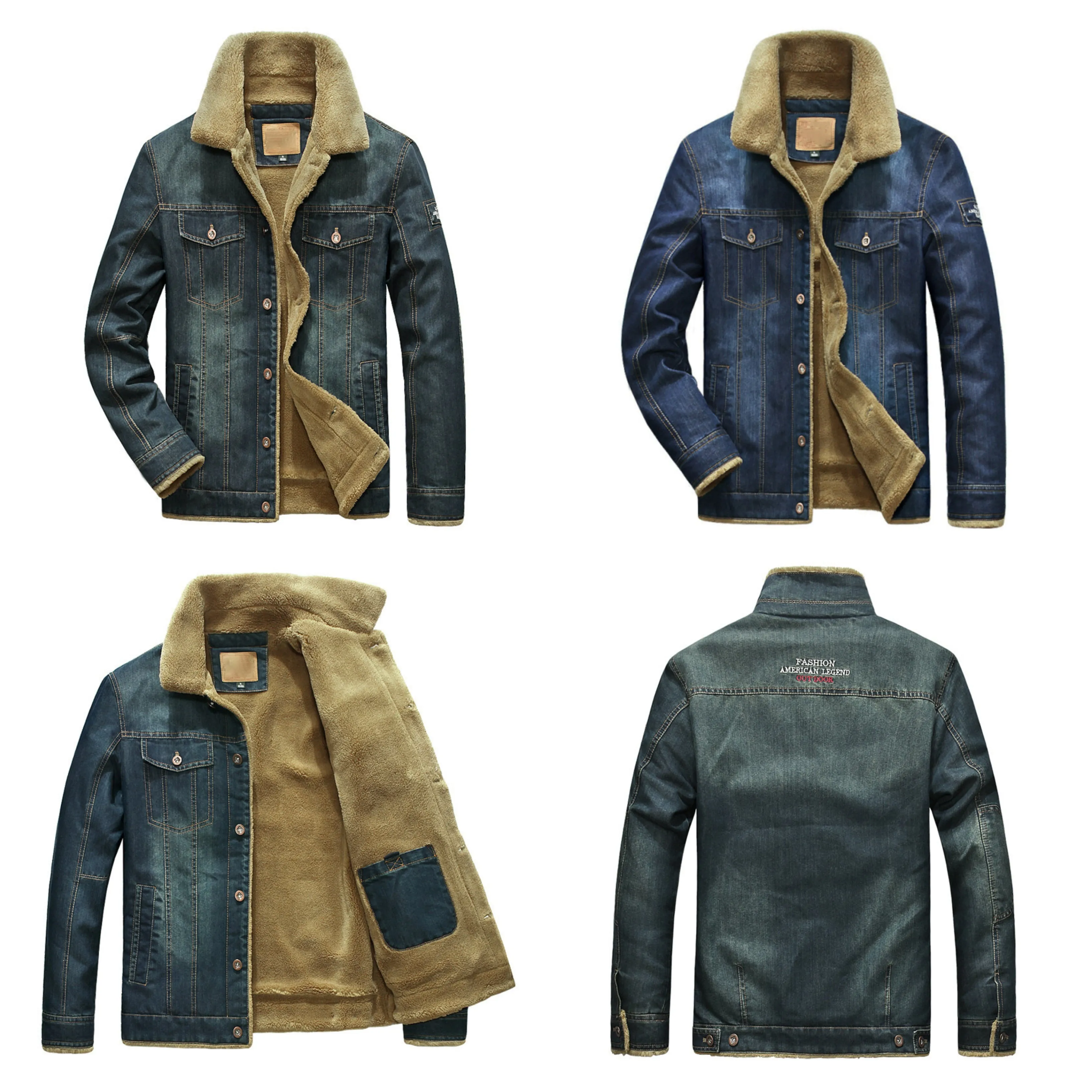 Funki Buys | Jackets | Men's Fleece Denim Trucker Jackets | 7XL