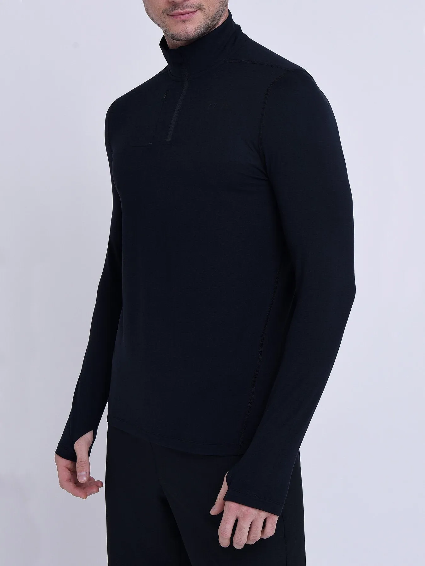 Fusion Half Zip Running Top For Men With Thumbholes & Chest Zip Pocket