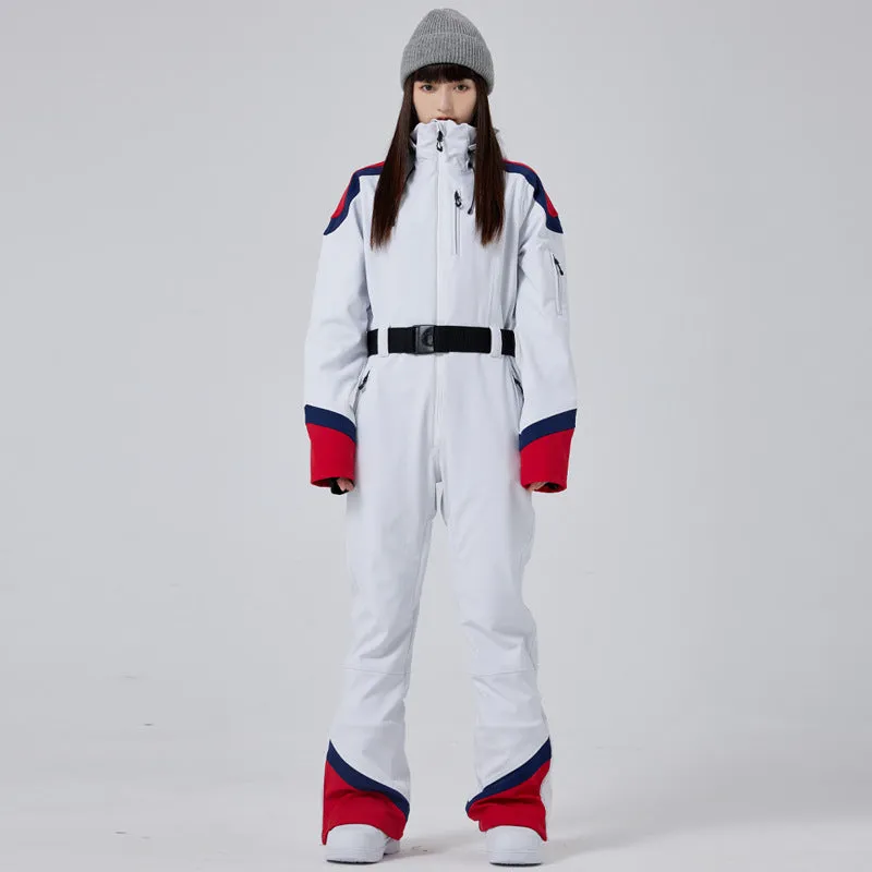 Girls' Elegant Slim Fit One-piece Ski Jumpsuit