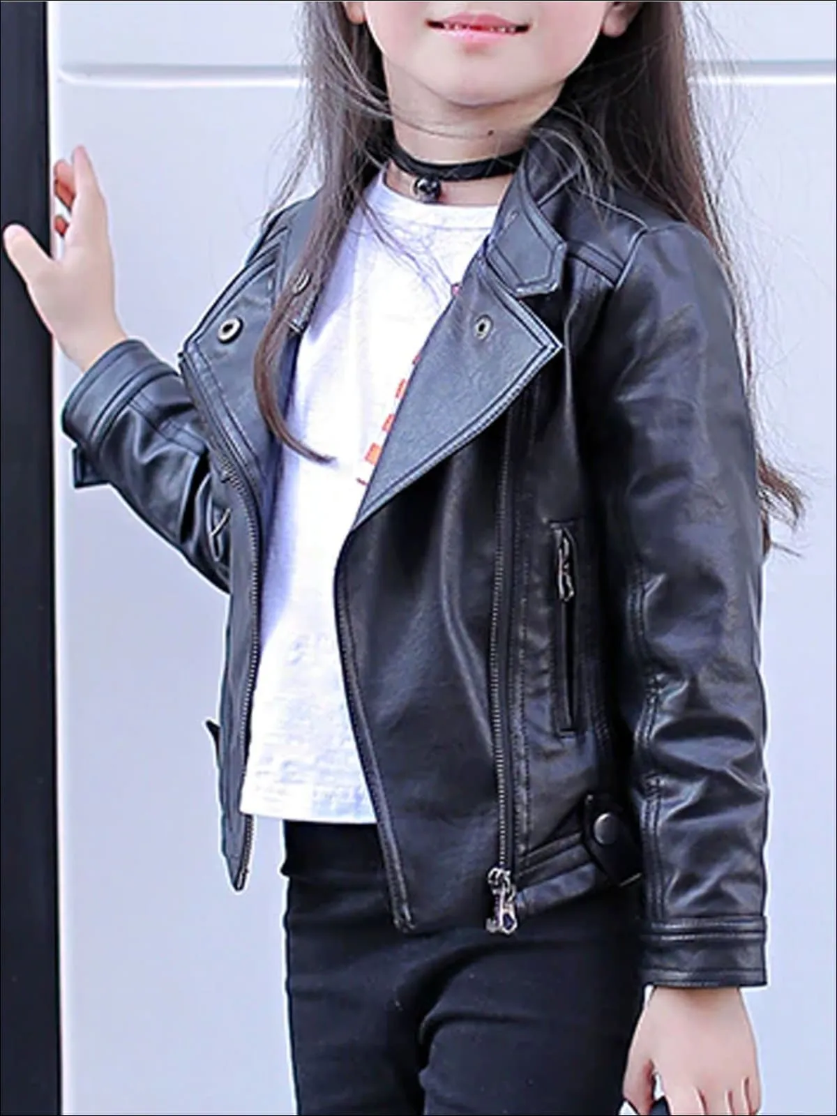 Girls Fall Synthetic Leather Jacket