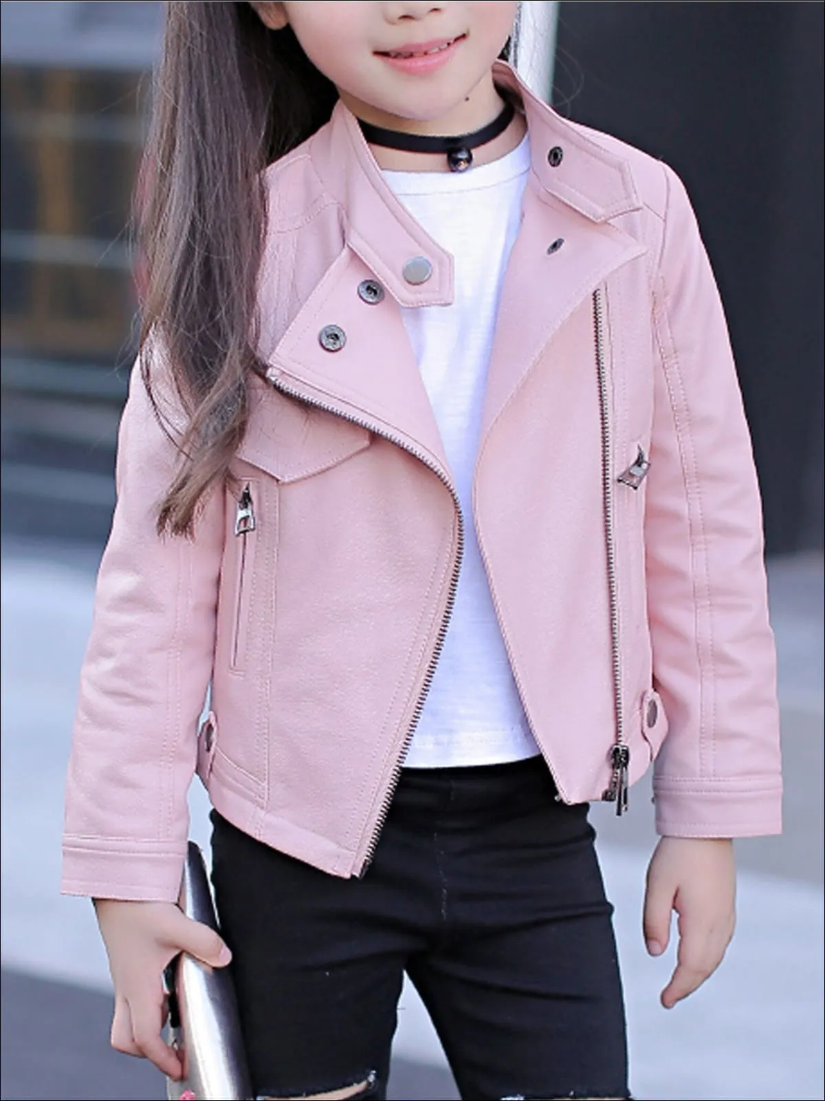 Girls Fall Synthetic Leather Jacket