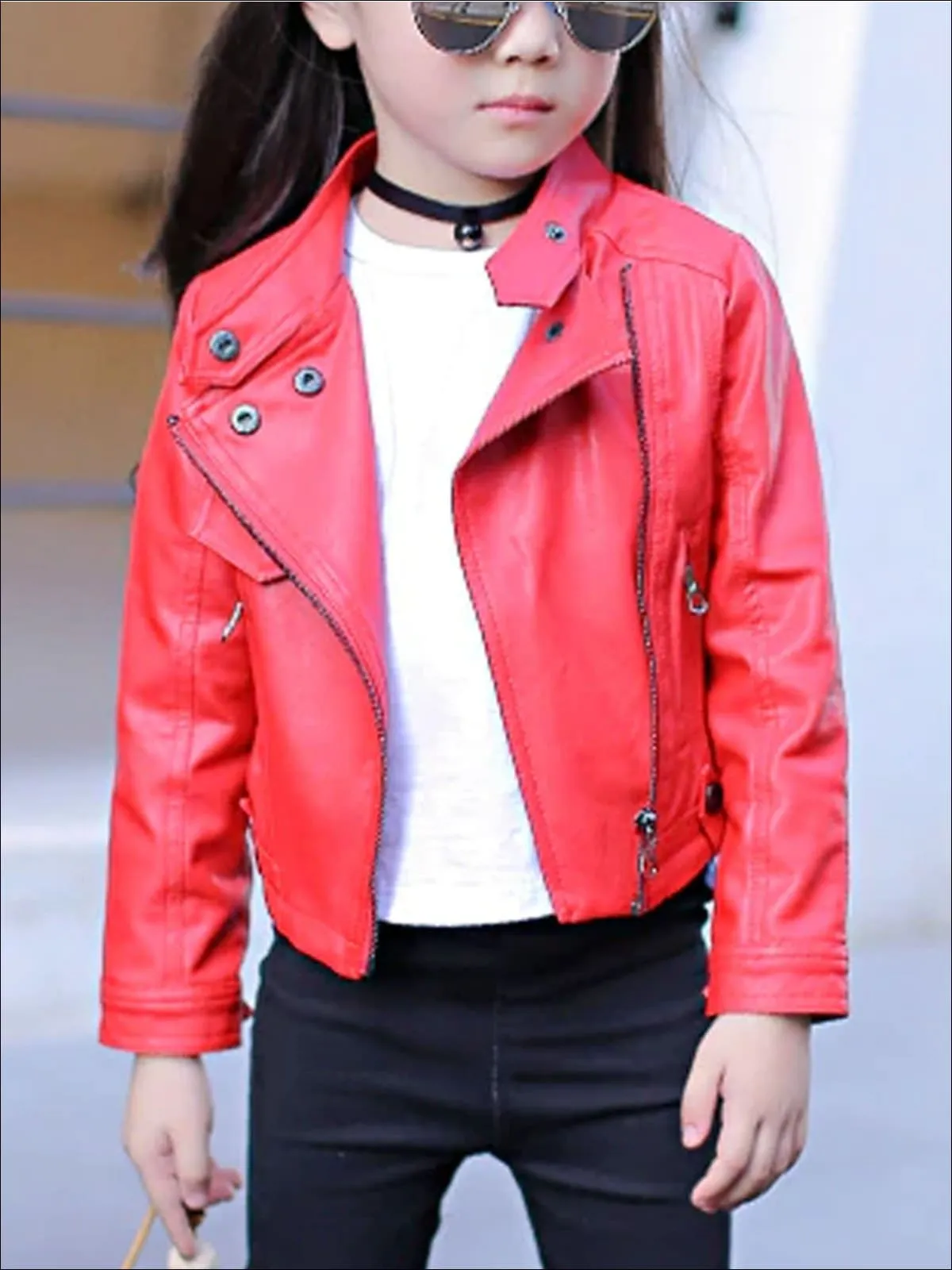 Girls Fall Synthetic Leather Jacket