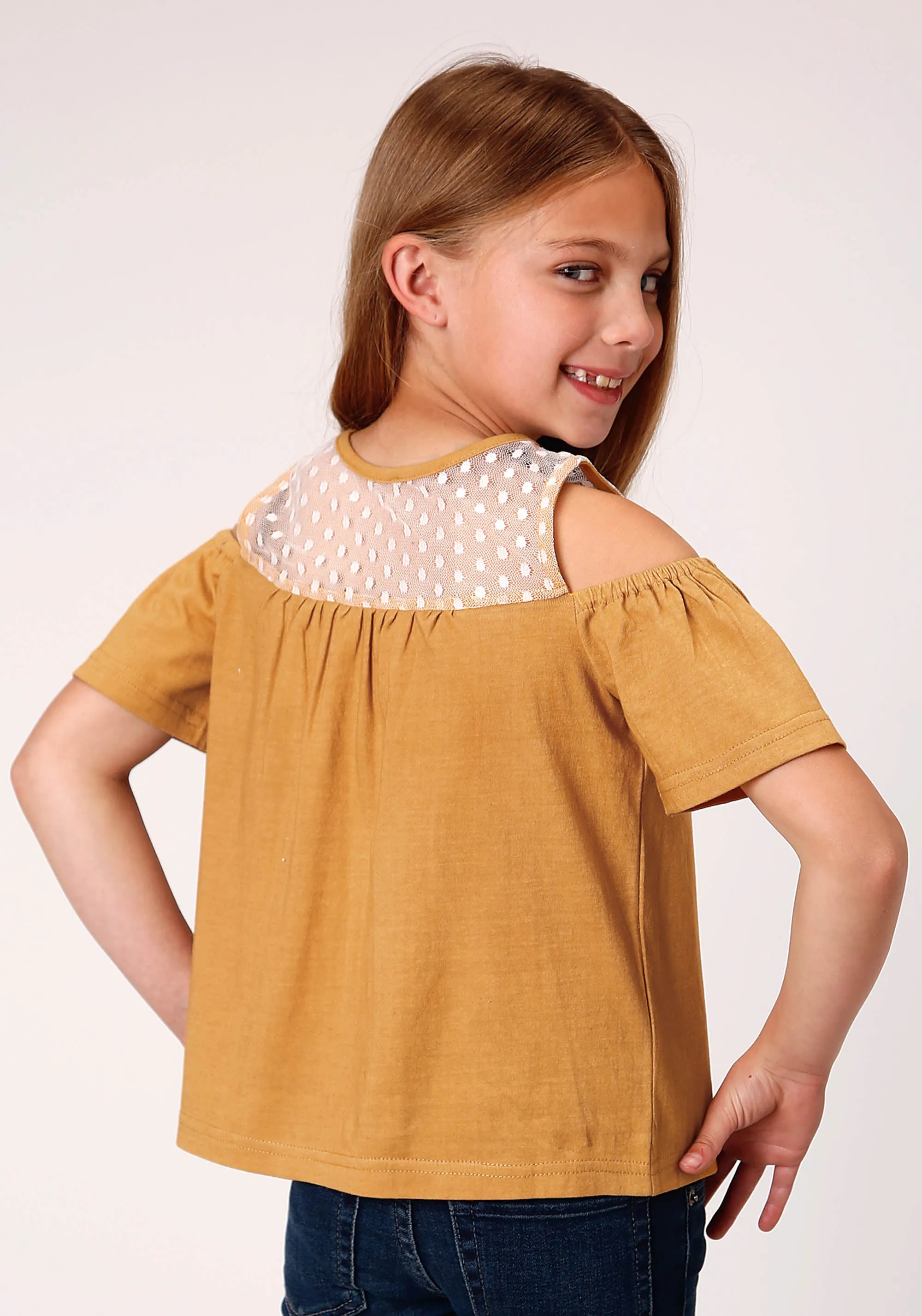 GIRLS SHORT SLEEVE BUTTON DIP DYE COTTON WESTERN SHIRT