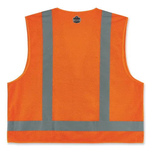 Glowear 8249z-s Single Size Class 2 Economy Surveyors Zipper Vest, Polyester, 4x-large, Orange, Ships In 1-3 Business Days