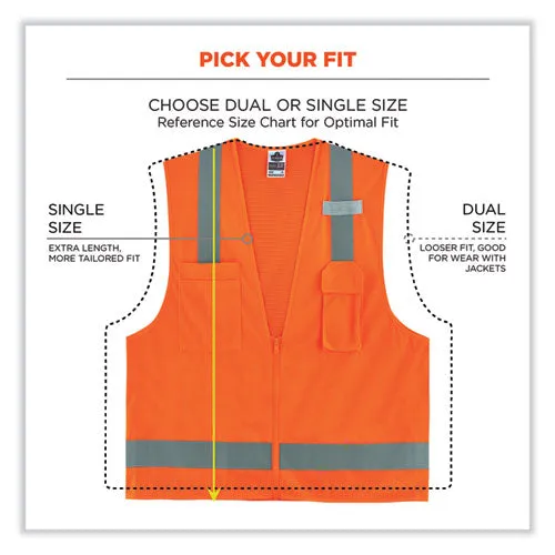 Glowear 8249z-s Single Size Class 2 Economy Surveyors Zipper Vest, Polyester, 4x-large, Orange, Ships In 1-3 Business Days