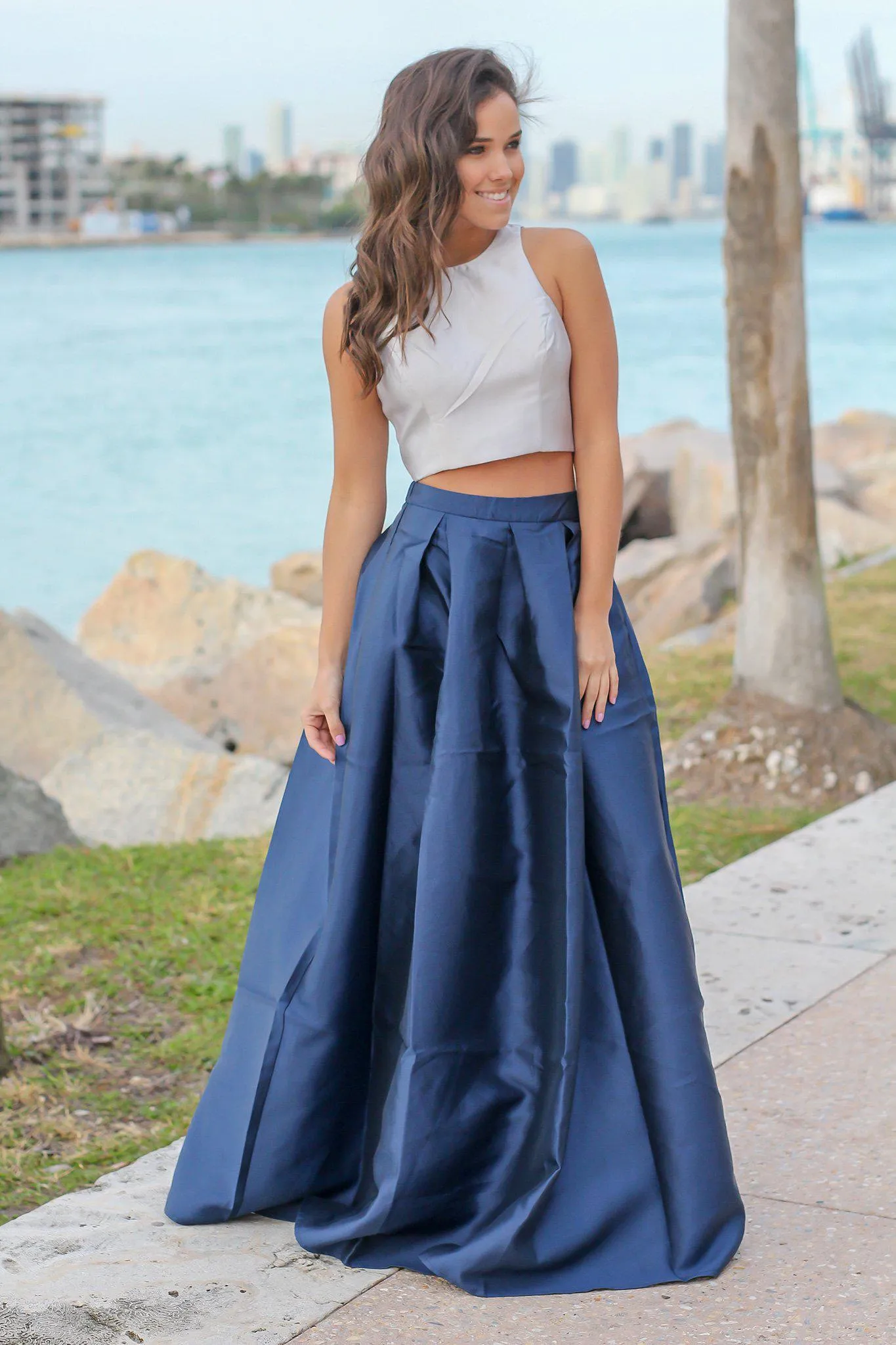 Gray and Navy Two Piece Set