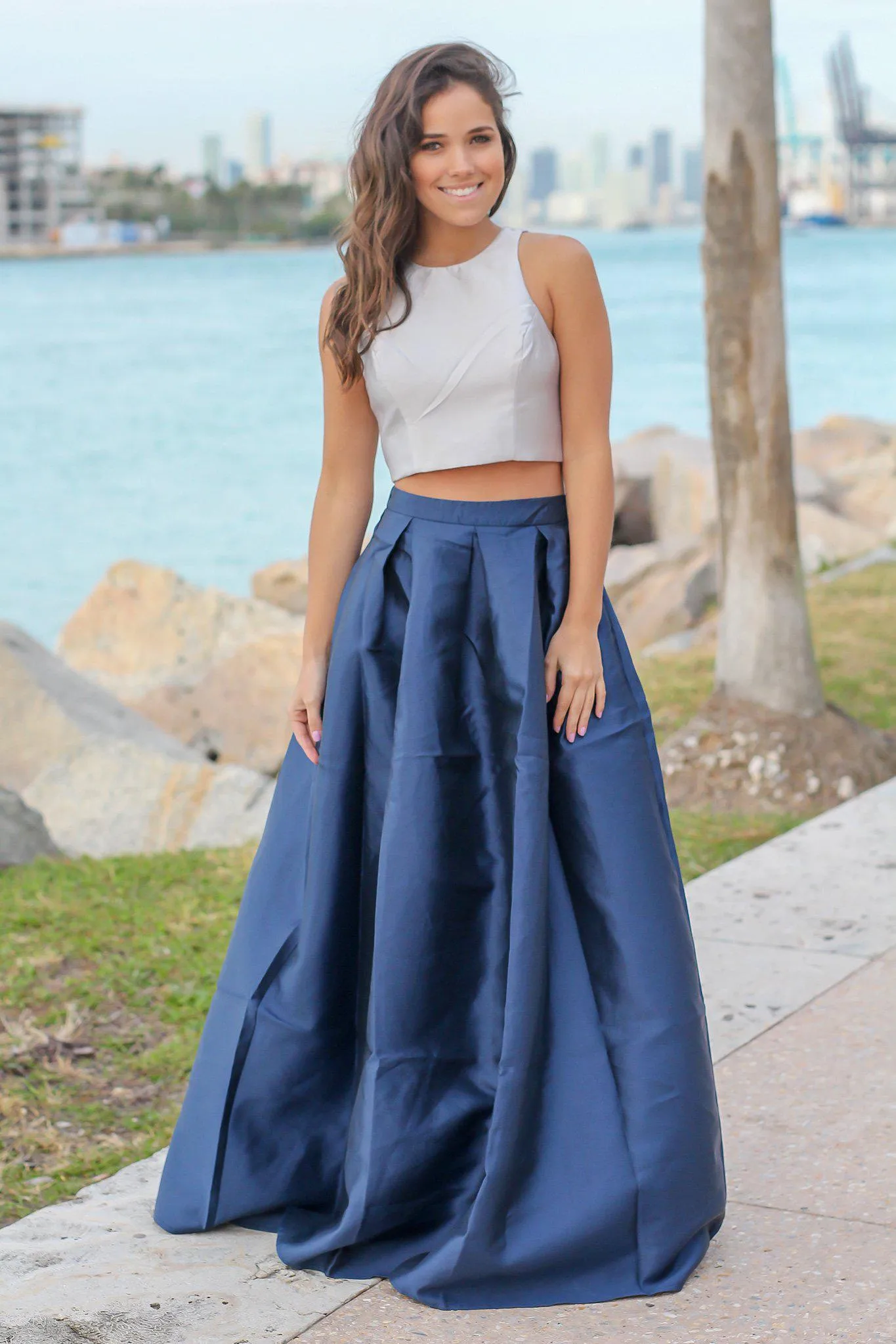 Gray and Navy Two Piece Set