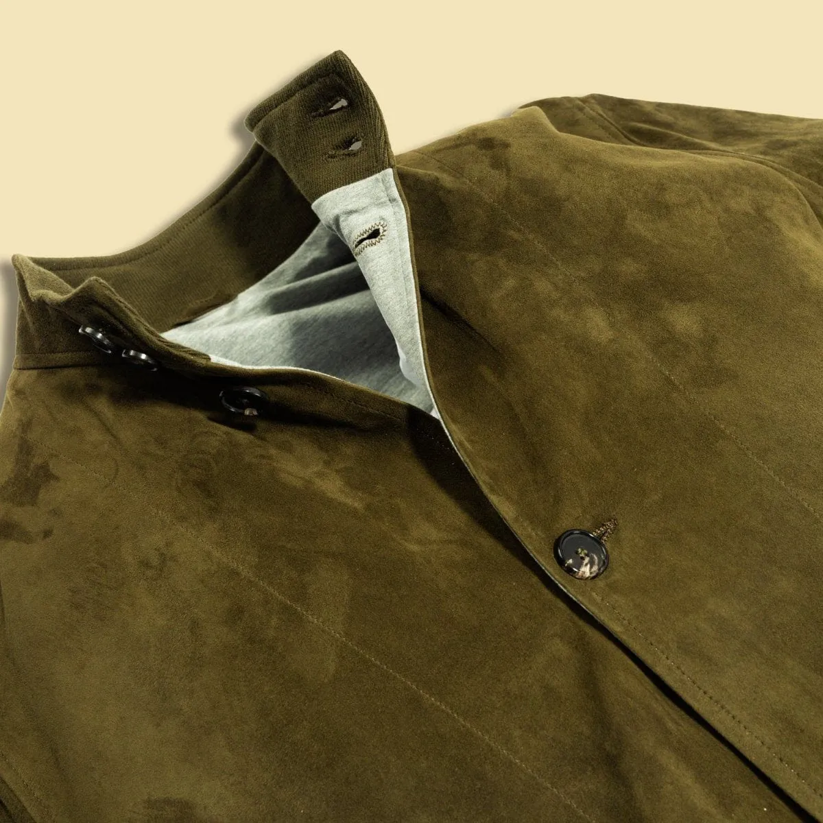 Green Real Leather Suede Deck Bomber Jacket