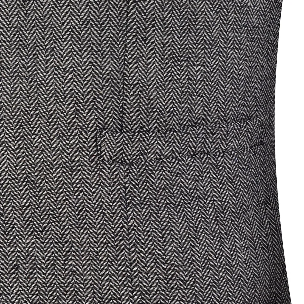 Grey Herringbone V Neck Waistcoat