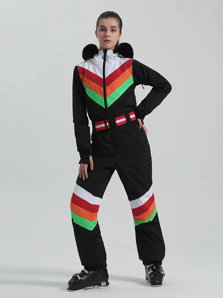 Gsou Snow Women's Unisex Color Block One Piece Ski Suit