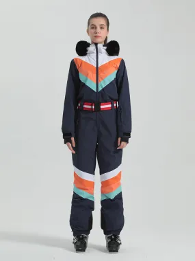 Gsou Snow Women's Unisex Color Block One Piece Ski Suit